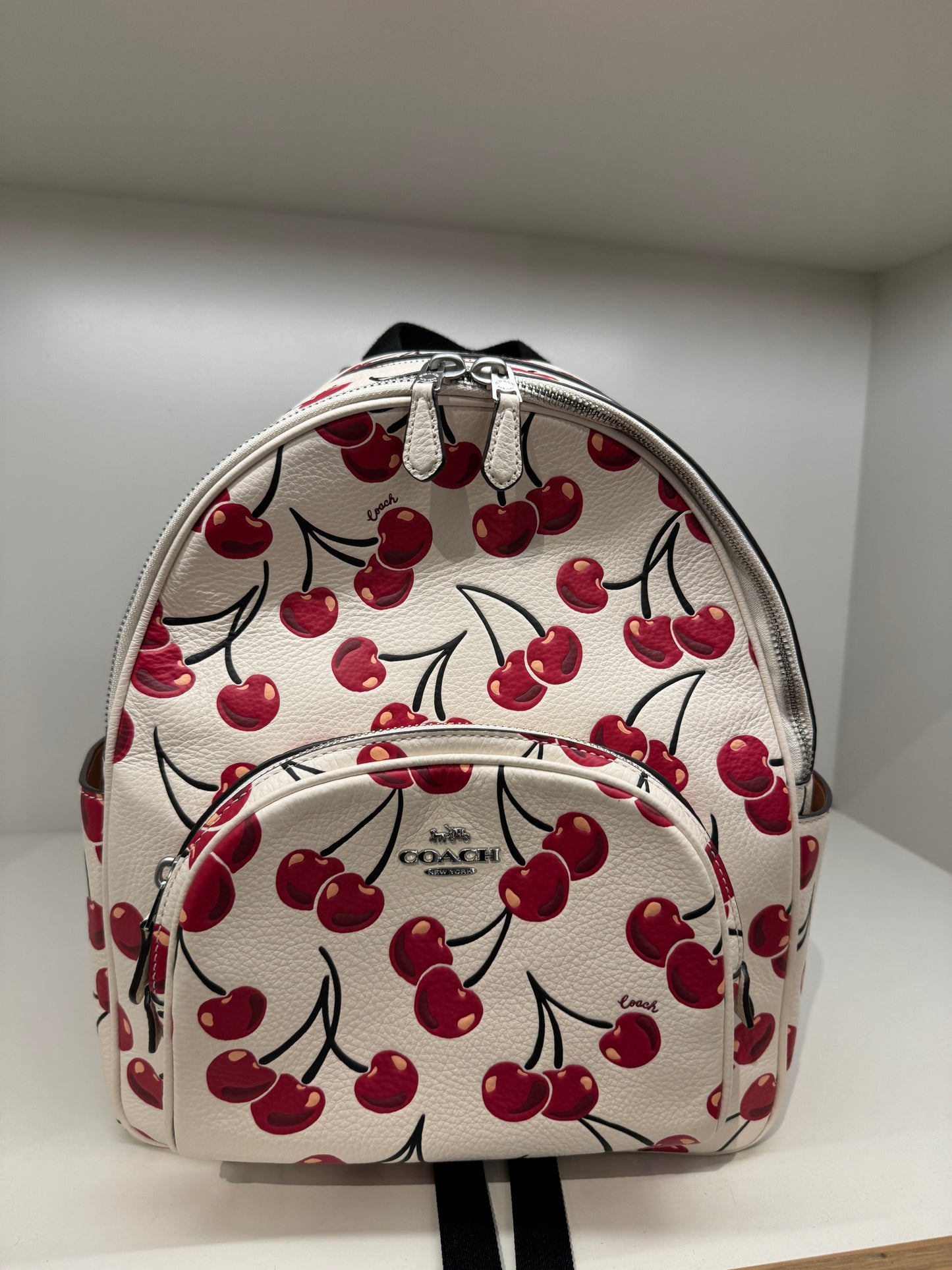 Coach Medium Court Backpack With Cherry Print Chalk Multi (Pre-order)