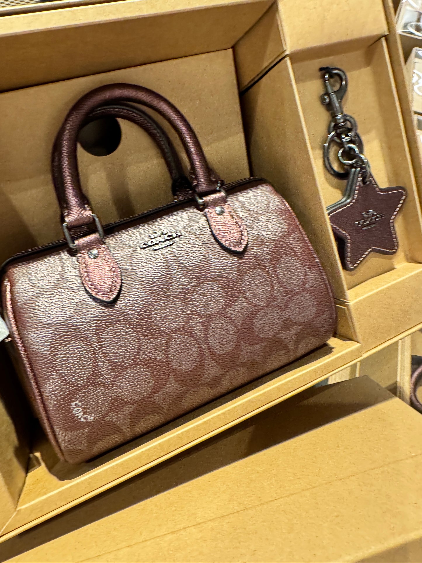 Coach Boxed Mini Rowan Crossbody Bag And Mirror Bag Charm Set In Signature Wine Multi (Pre-Order)