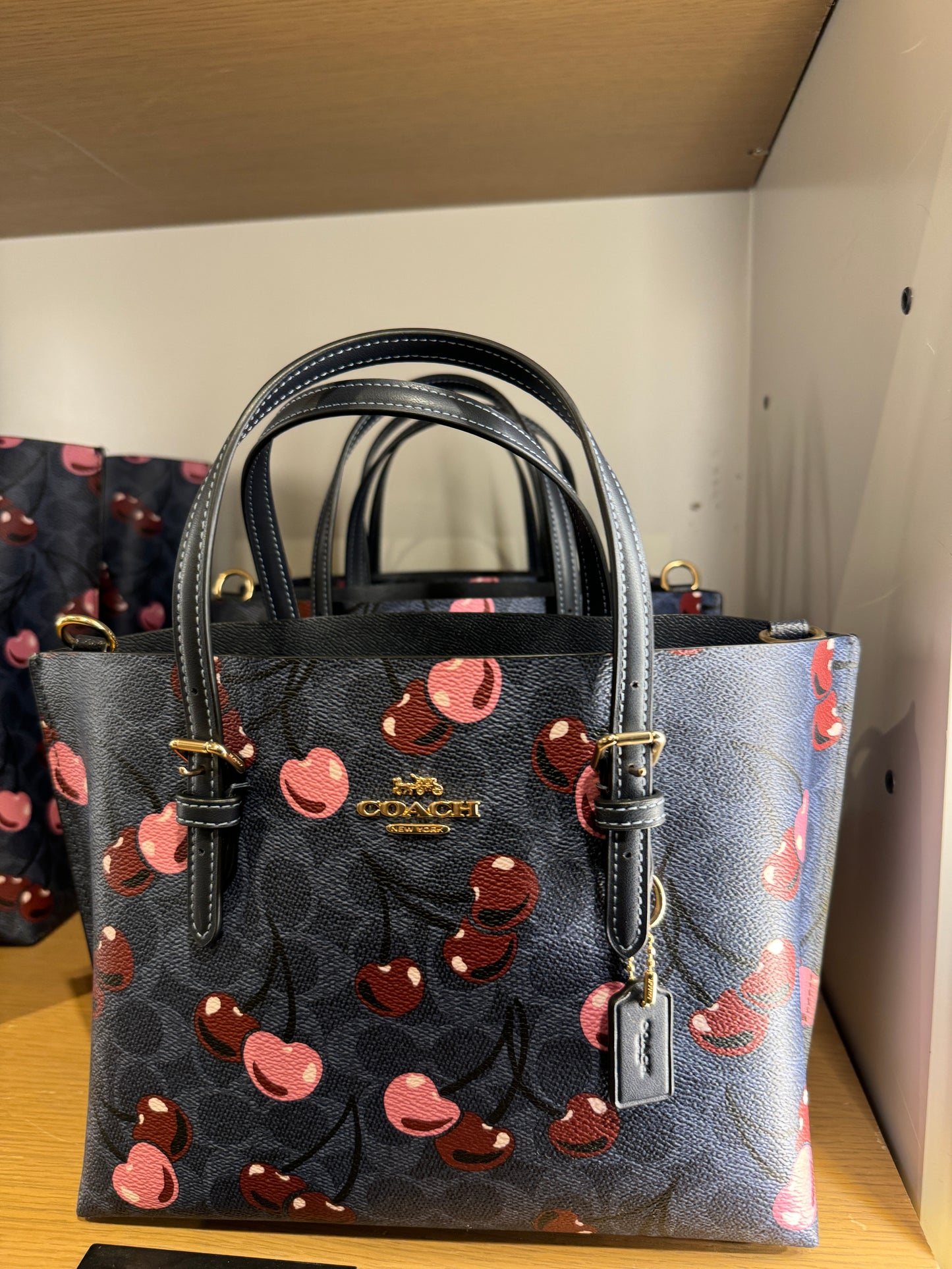 Coach Mollie Tote Bag 25 In Signature Canvas With Cherry Denim Multi (Pre-Order)