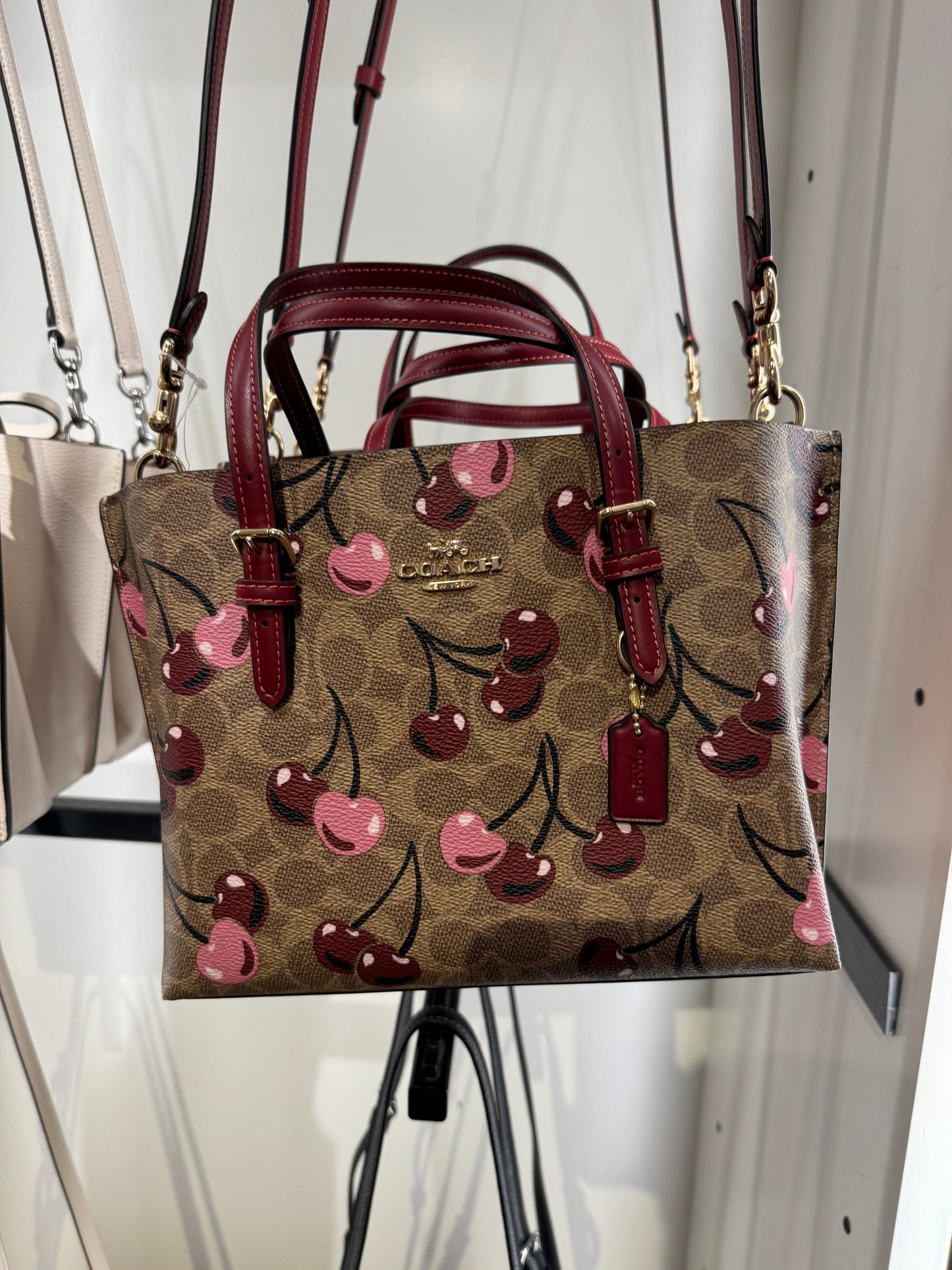 Coach Mollie Tote Bag 25 In Signature Canvas With Cherry Print Tan Multi (Pre-Order)