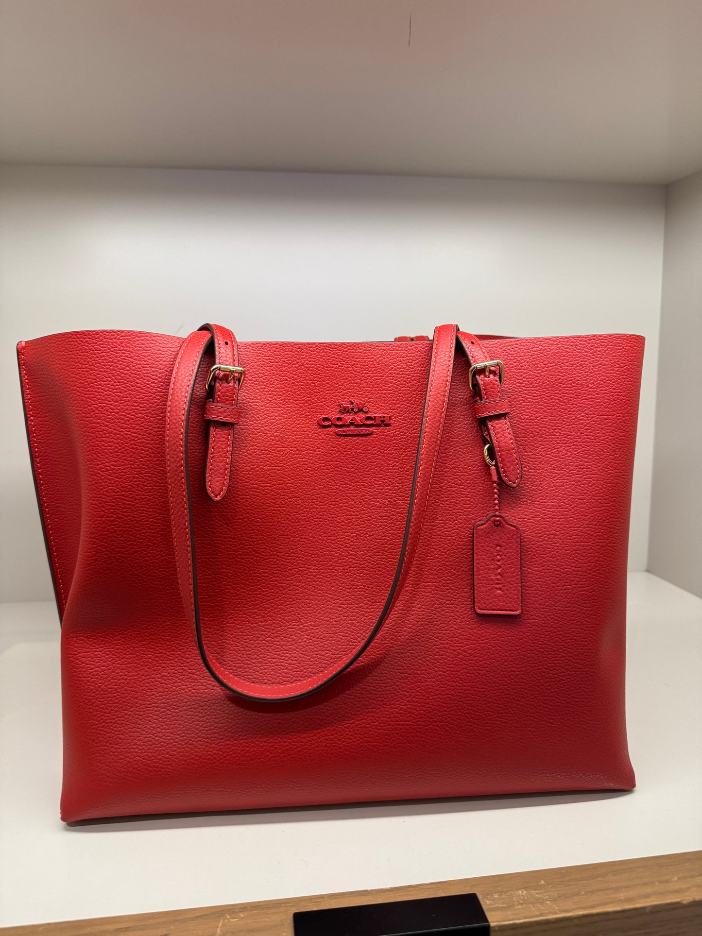 Coach Mollie Tote In novelty leather Gold Bold Red (Pre-Order)