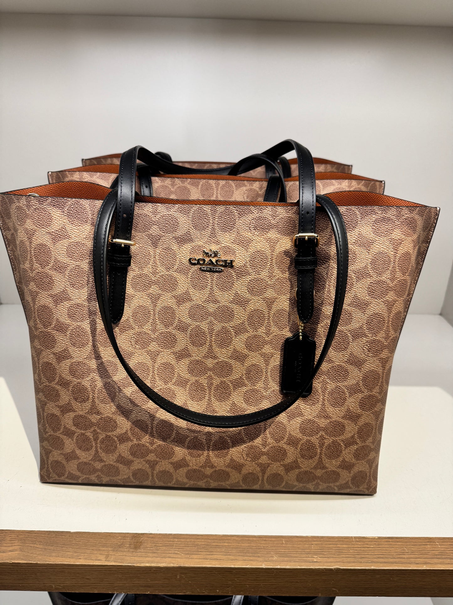 Coach Mollie Tote In Signature Gold Tan Black