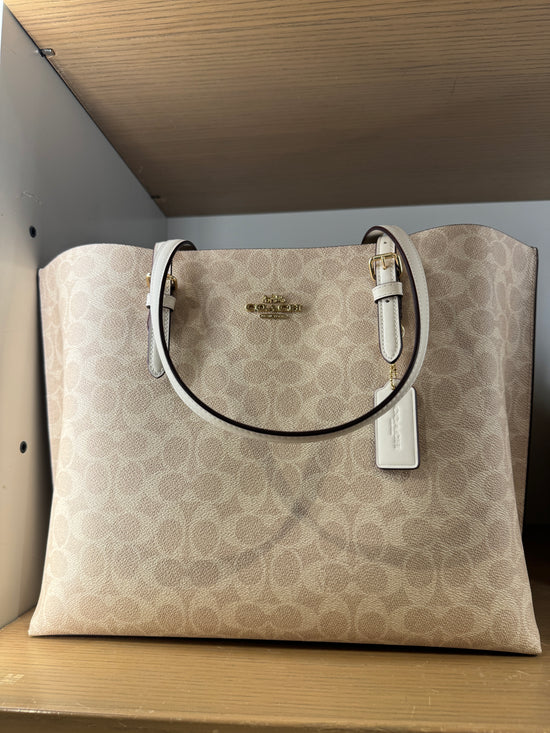 Coach Mollie Tote In Signature Silver Sand Chalk