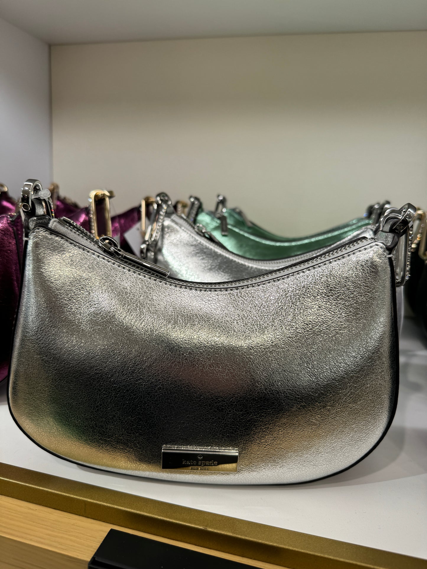 Kate Spade Nina Satin Shoulder Bag In Silver (Pre-Order)