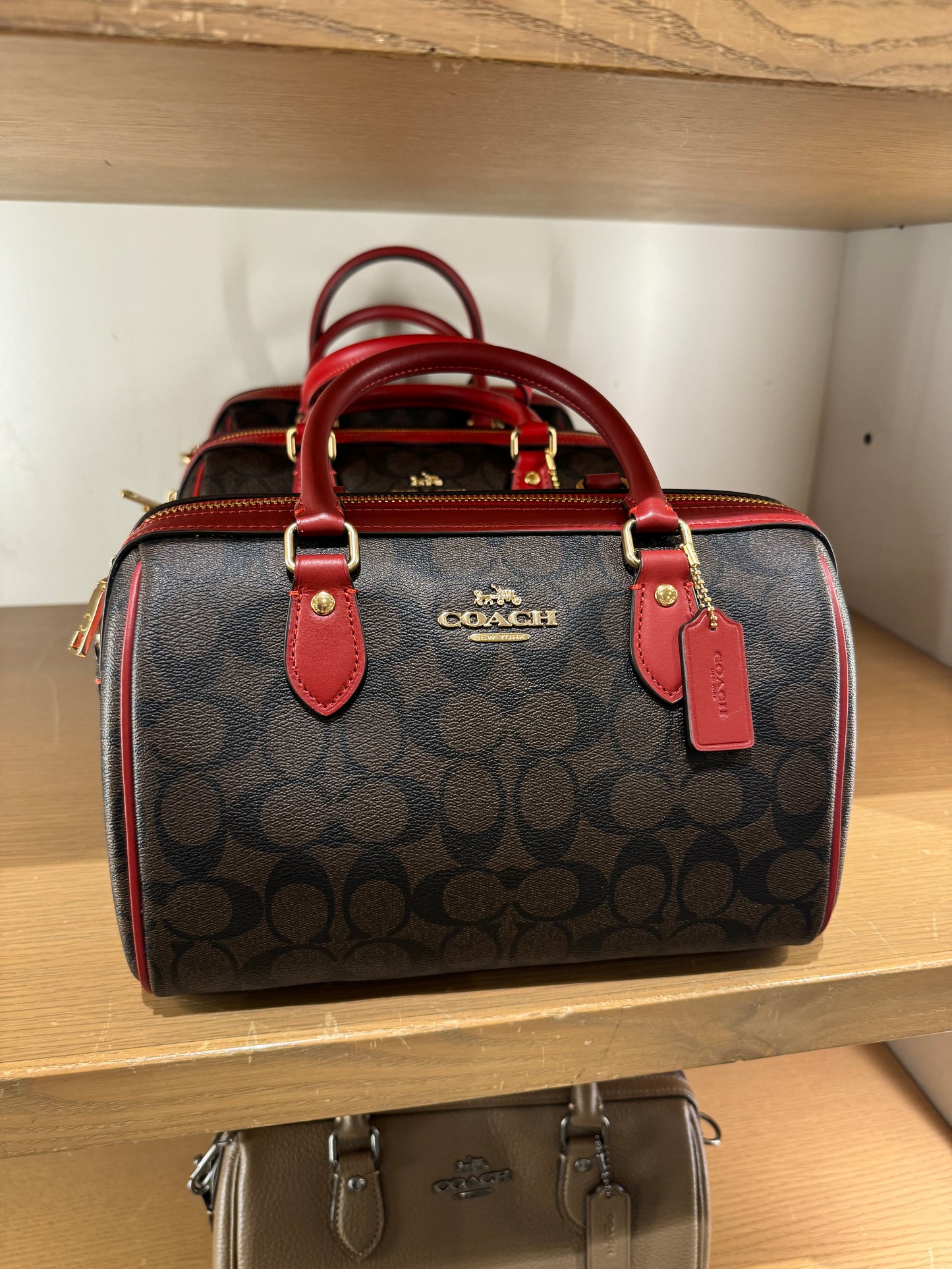 Coach Rowan Satchel In Signature Brown 1941 Red (Pre-Order)