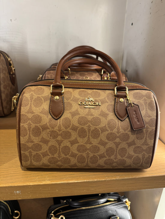 Coach Rowan Satchel Bag In Signature Gold Tan Brown (Pre-Order)