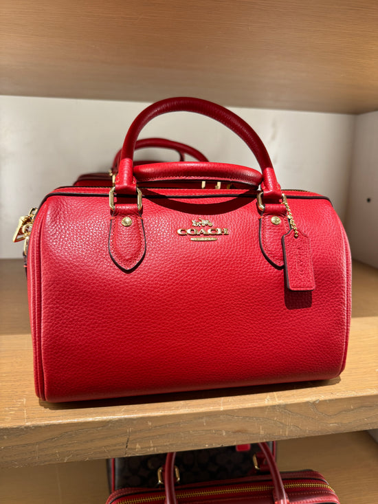 Coach Rowan Satchel In Gold Bold Red (Pre-Order)