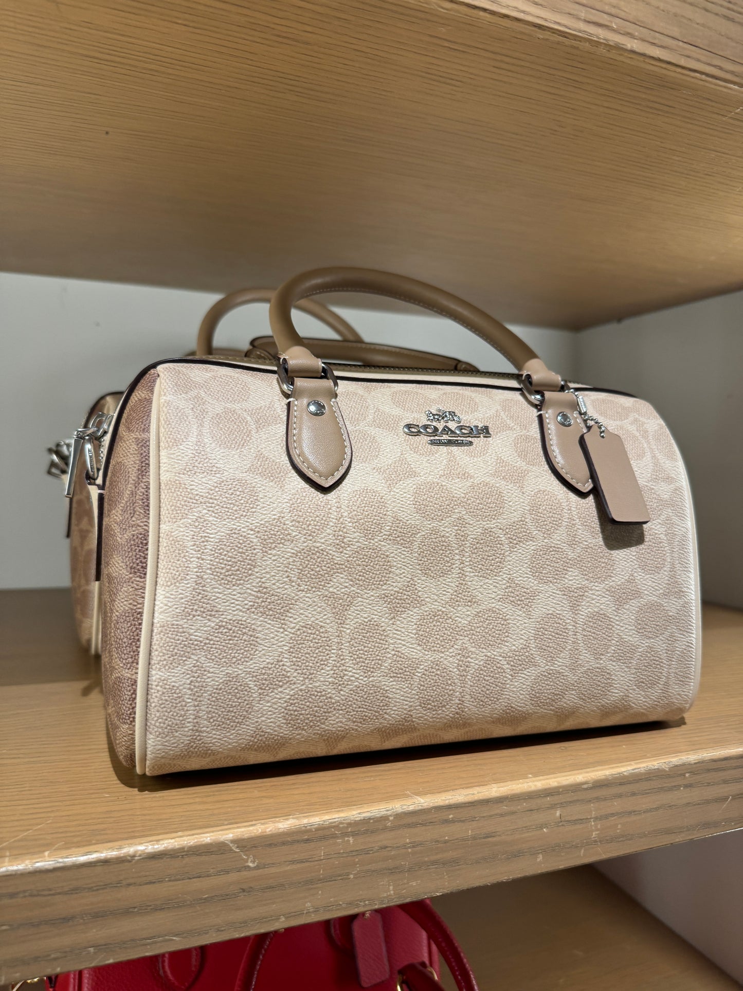 Coach Rowan Satchel In Blocked Signature Sand Taupe Multi (Pre-Order)