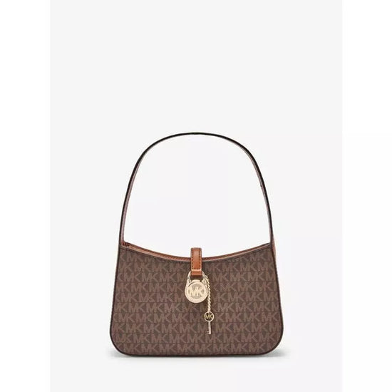 Michael Kors Lyra Small Pochette In Monogram Brown