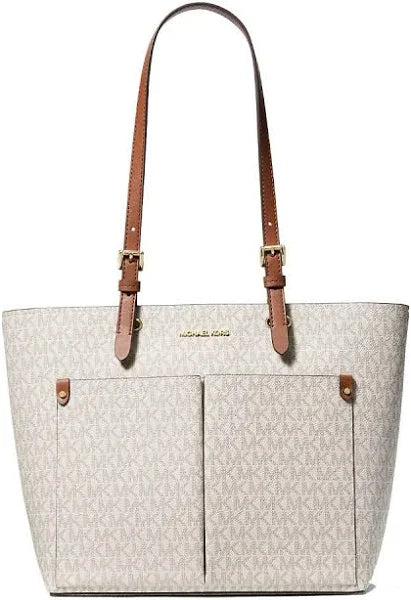 Michael Kors Medium Double Pocket Tote In Monogram Vanilla