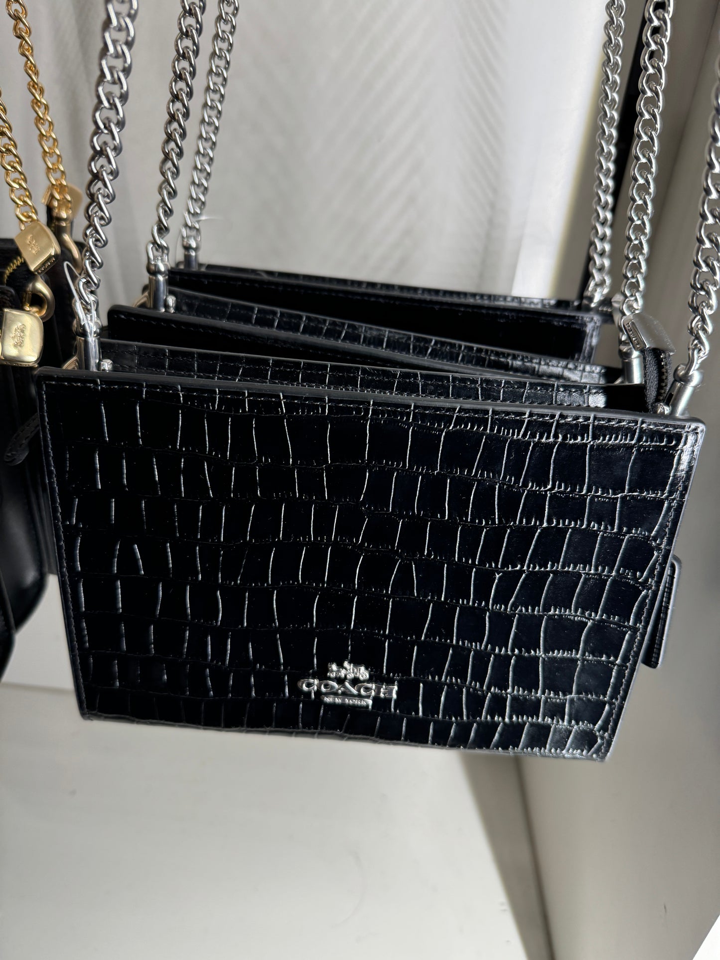 Coach Slim Crossbody Crocodile-embossed In Black (Pre-Order)