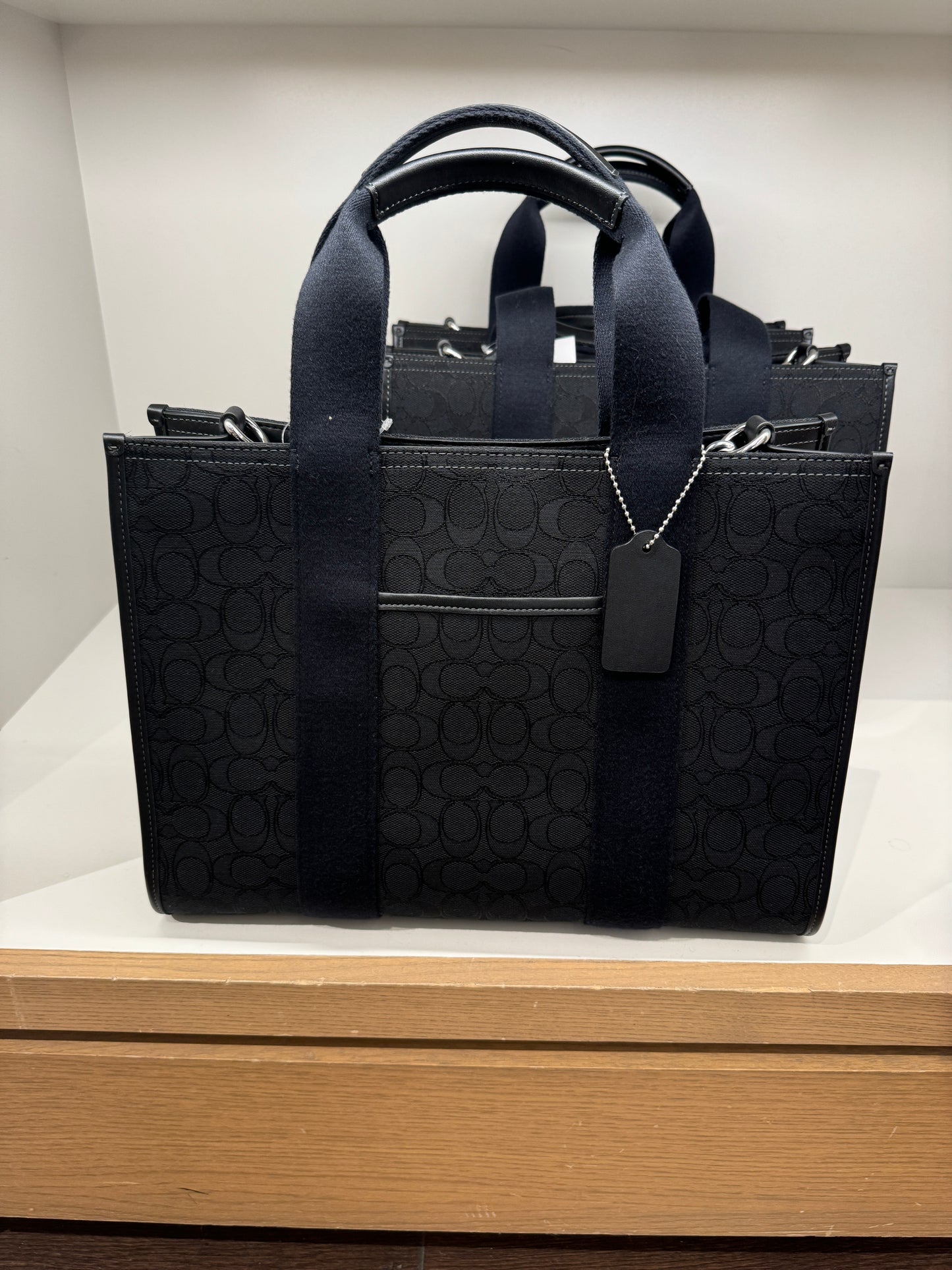 Coach Smith Tote Bag In Signature Jacquard non leather Silver Black (Pre-Order)