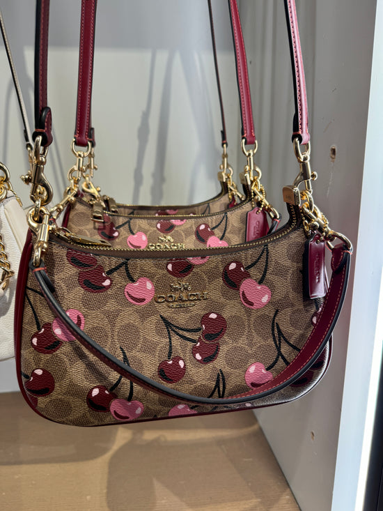 Coach Teri Shoulder Bag With Cherry Print Tan Multi (Pre-Order)