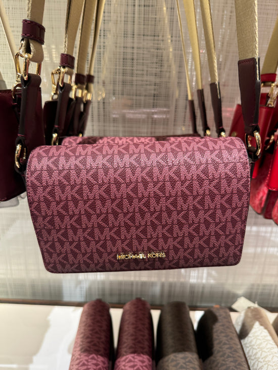 Michael Kors Vincent Crossbody With Card Case In Monogram Oxblood (Pre-Order)