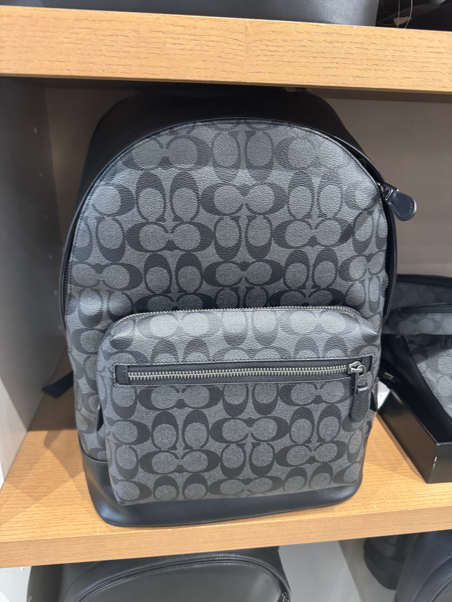 Coach West Men Backpack In Signature Charcoal Black (Pre-Order)