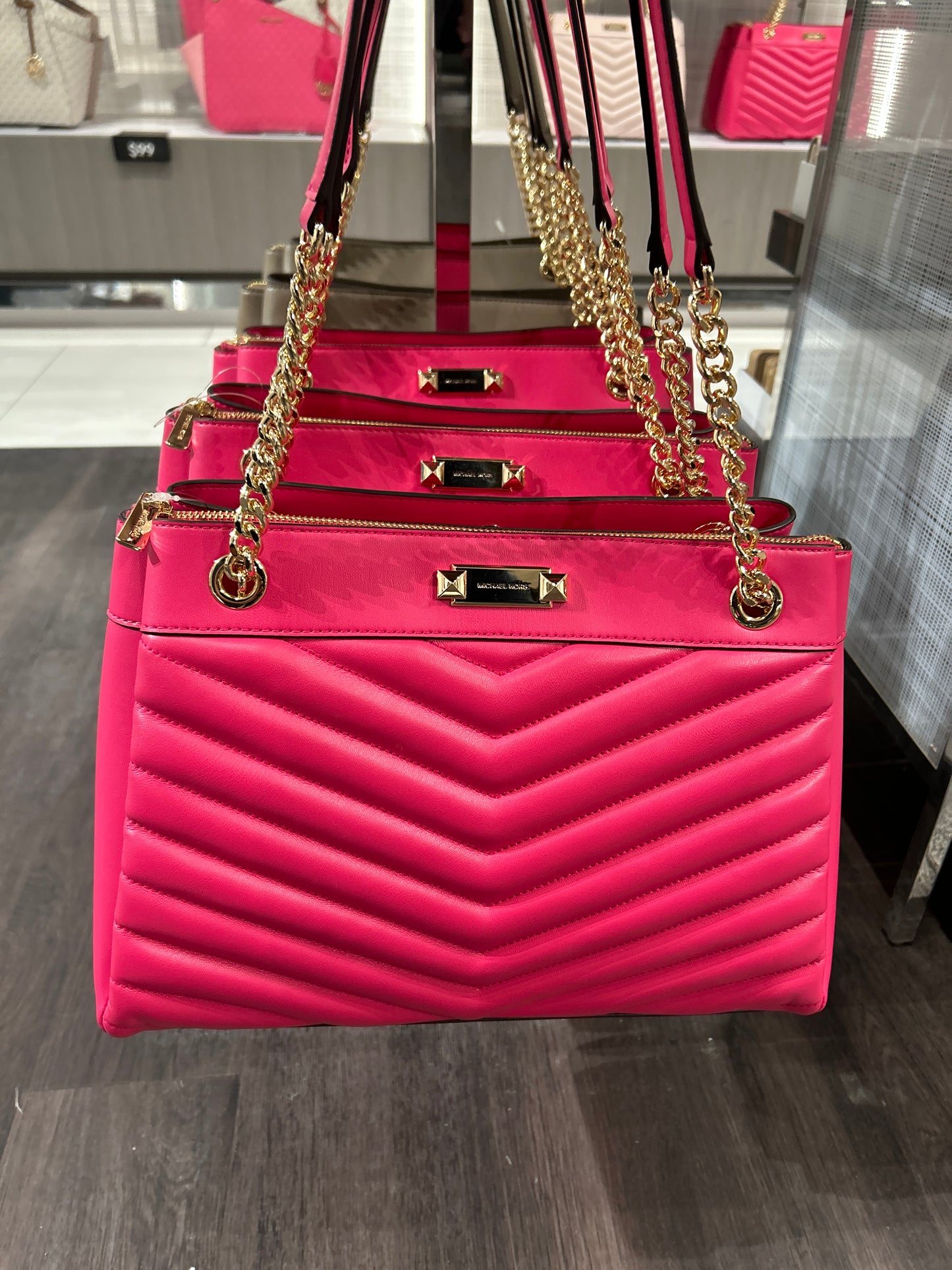 Michael Kors Whitney Medium Chain Shoulder Tote In Electric Pink (Pre-Order)