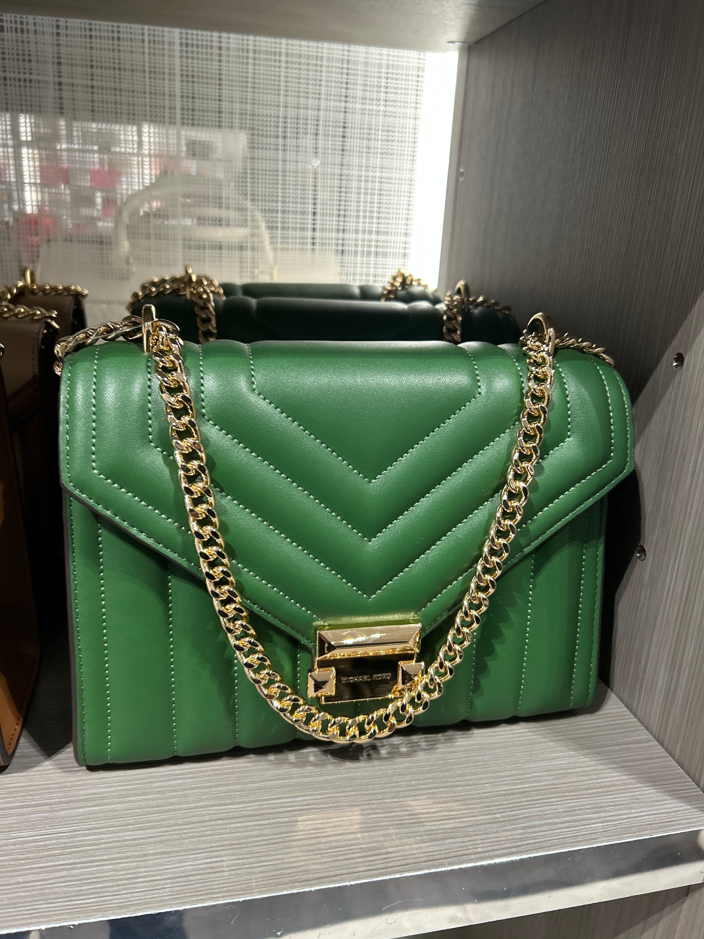 Michael Kors Whitney Medium Flap Chain Shoulder In Quilted Fern Green (Pre-Order)