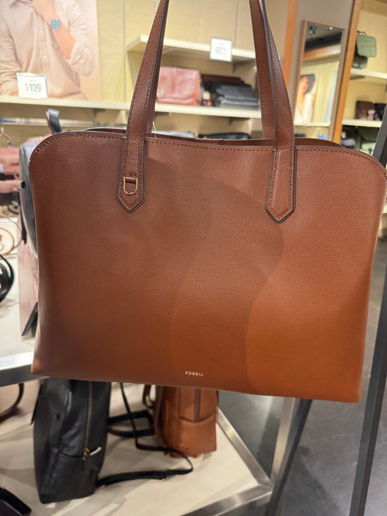 Fossil Wren Work Tote In Medium Brown (Pre-Order)