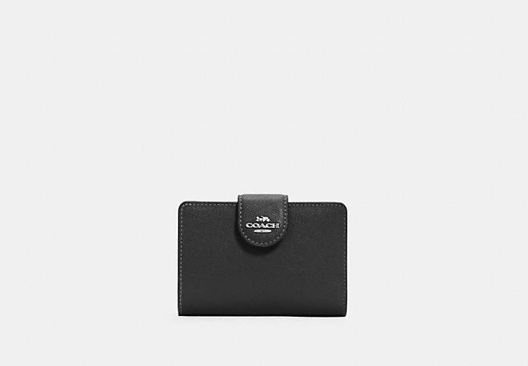 Coach Medium Corner Zip Wallet In Black Silver Hardware (Pre-order)