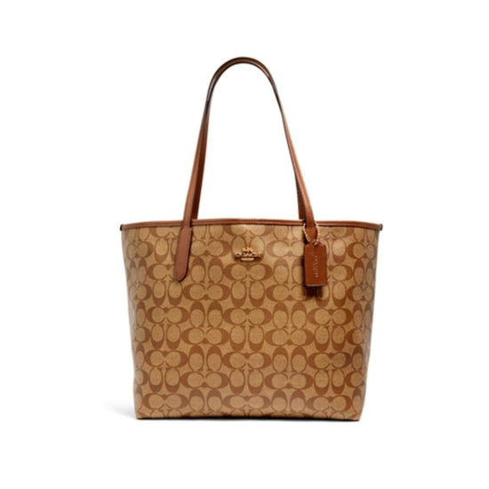 Coach Open City Tote In Signature Khaki Saddle (Pre-Order)