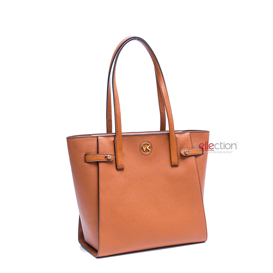 Load image into Gallery viewer, Michael Kors Carmen Large North South Top Zip Tote In Luggage

