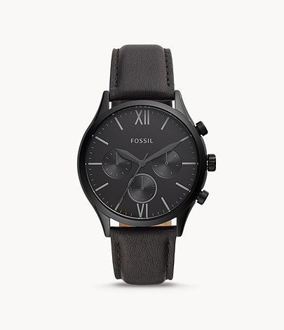 Men Fenmore Midsize Multifunction Black Leather Watch Bq2364 (Pre-Order)