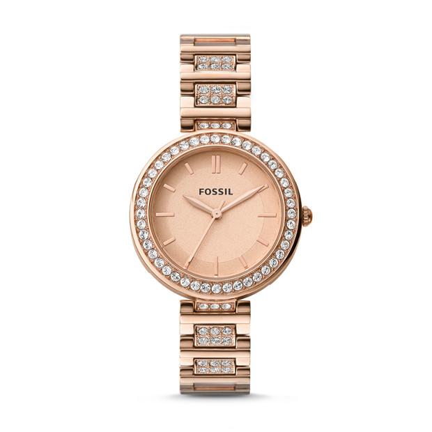 Fossil Women Karli Three-Hand Rose Gold-Tone Stainless Steel Watch Bq3181 (Pre-Order)