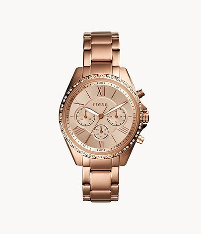 Fossil Modern Courier Chronograph Rose Gold-Tone Stainless Steel Watch Bq3377 (Pre-Order)