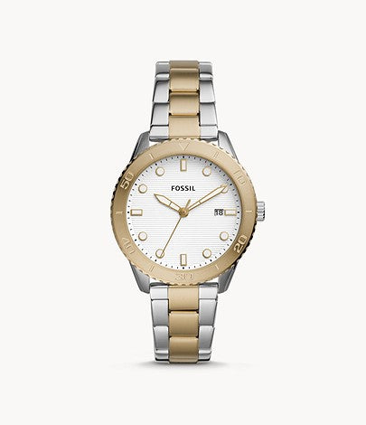 Fossil Women Dayle Three-Hand Date Two-Tone Stainless Steel Watch Bq3597 (Pre-Order)