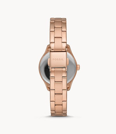 Fossil Women Rye Three-Hand Date Rose Gold-Tone Stainless Steel Watch Bq3639 (Incoming stock)