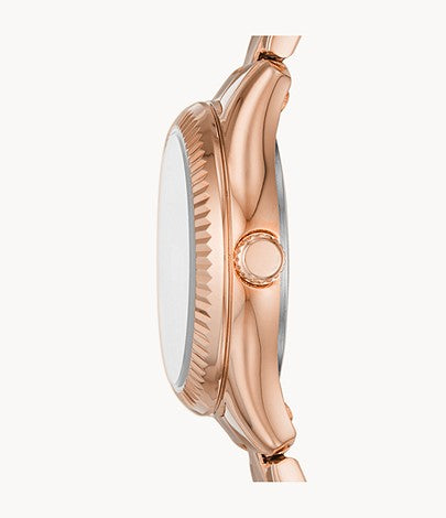 Fossil Women Rye Three-Hand Date Rose Gold-Tone Stainless Steel Watch Bq3639 (Incoming stock)