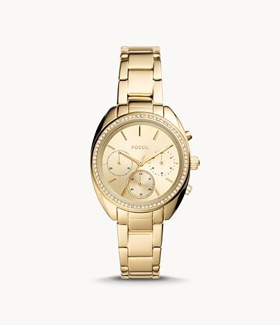 Fossil Women Vale Chronograph Gold-Tone Stainless Steel Watch BQ3658