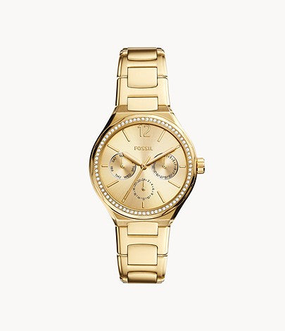 Fossil Women Eevie Multifunction Gold Stainless Steel Watch BQ3722