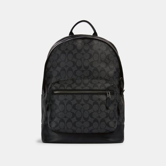 Coach West Men Backpack In Signature Charcoal Black (Pre-order)