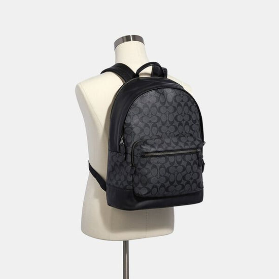 Load image into Gallery viewer, Coach West Men Backpack In Signature Charcoal Black (Pre-order)
