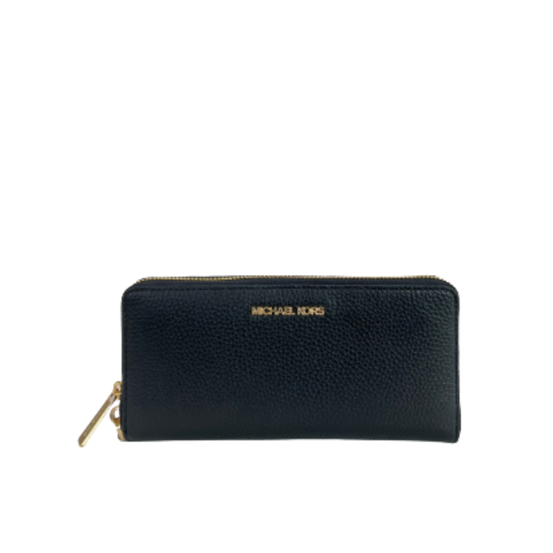 Michael Kors Jet Set Travel XL Wallet In Black Gold Hardware