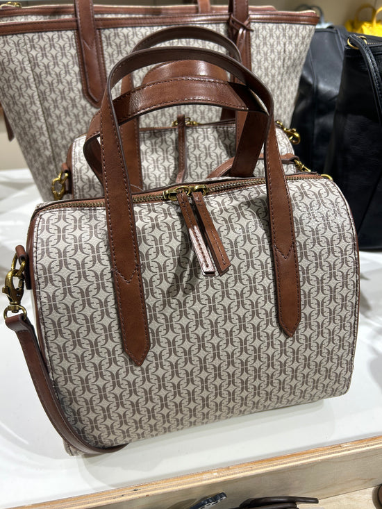 Fossil Sydney Satchel In Offwhite Brown Multi