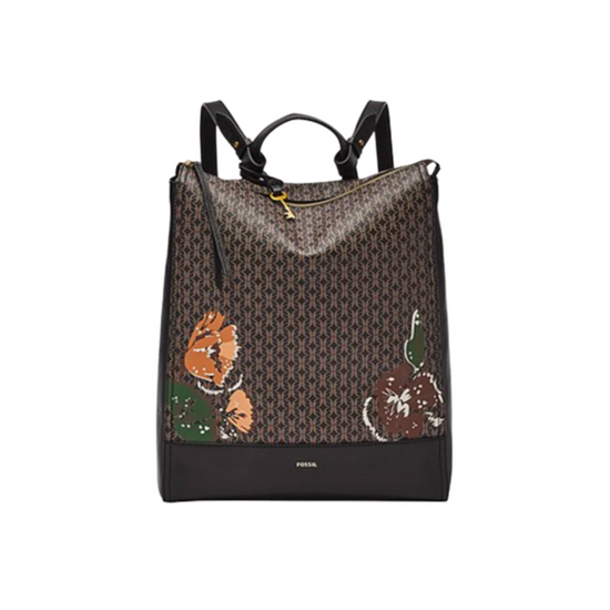 Fossil Elina Convertible Backpack In Black Floral