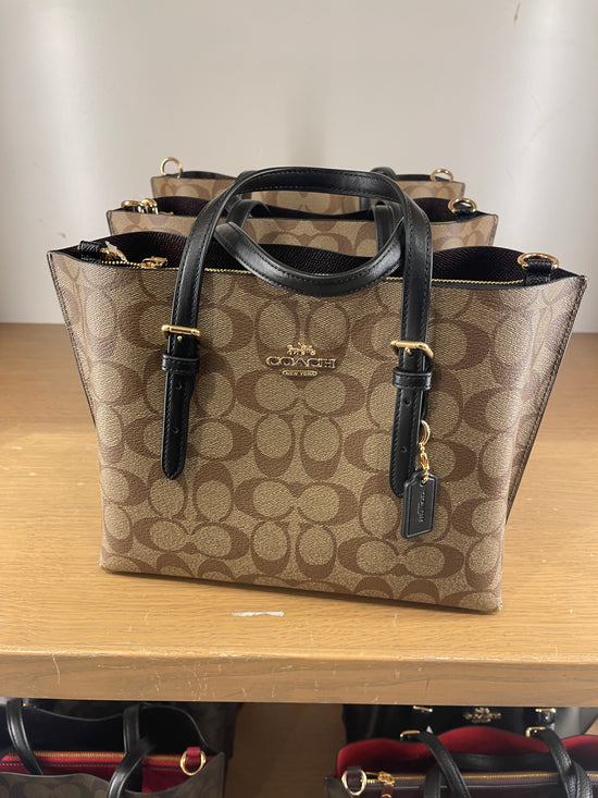 Load image into Gallery viewer, Coach Mollie Tote 25 In Signature Khaki Black (Pre-order)

