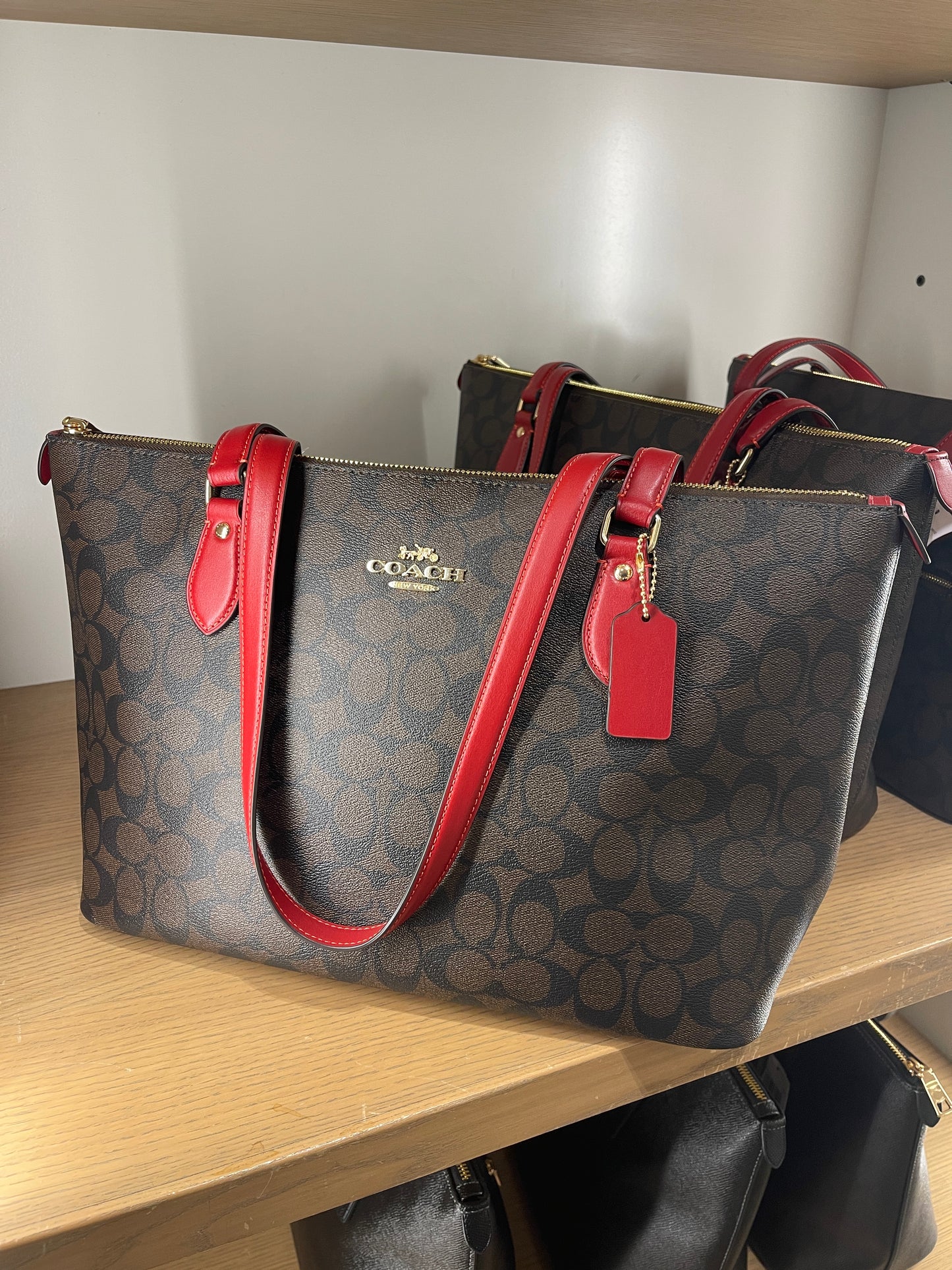 Coach Gallery Tote In Signature Brown Red (Pre-Order)