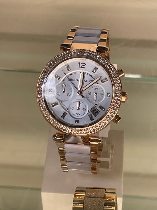 Michael Kors Women Parker Chronograph Two-Tone Stainless Steel Glitz Watch Mk5774 (Pre-Order)