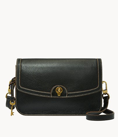 Load image into Gallery viewer, Fossil Ainsley Flap Crossbody In Black (Pre-Order)
