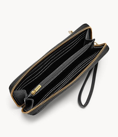 Fossil Jori Zip Clutch In Black (Pre-Order)