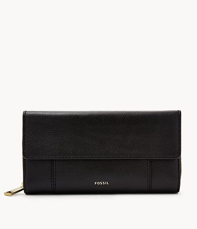 Fossil Flap Clutch In Black (Pre-Order)