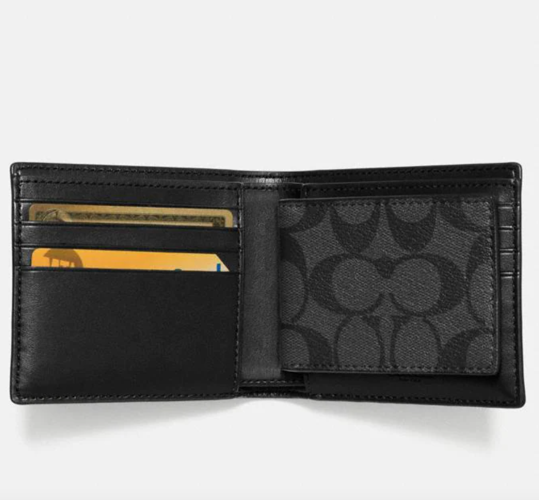 Coach 3-In-1 Men Wallet In Signature Charcoal Black (Pre-Order)