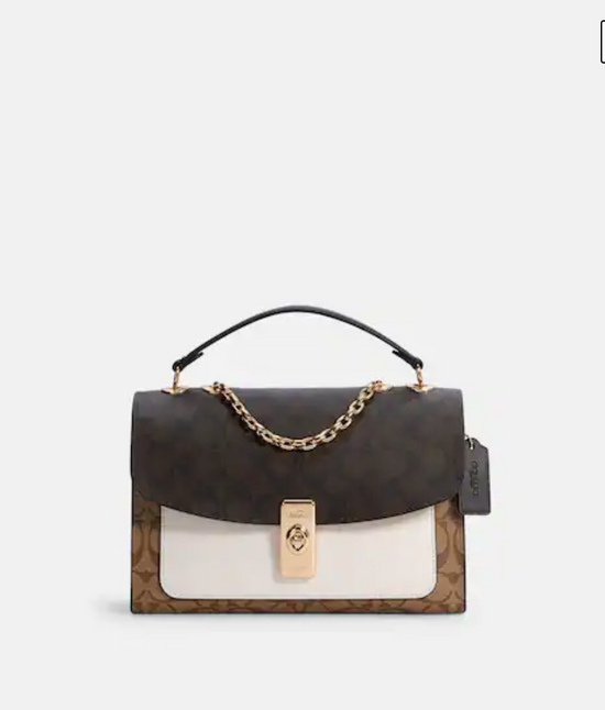 Load image into Gallery viewer, Coach Lane Shoulder Bag In Colorblock Signature Khaki Brown Multi
