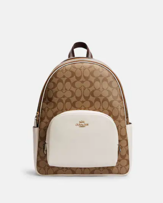 Coach Large Court Backpack In Signature Khaki Chalk (Pre-order)