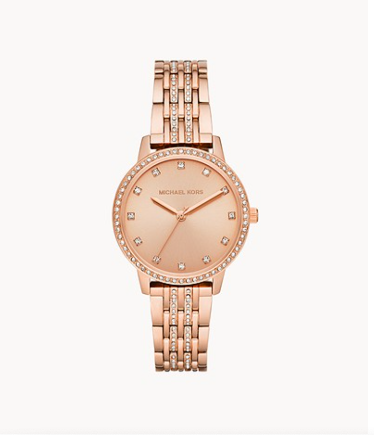 Michael Kors Women Melissa Three-Hand Rose Gold-Tone Stainless Steel Watch Mk4369 (Pre-Order)