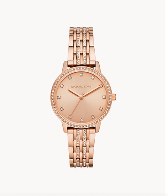 Michael Kors Women Melissa Three-Hand Rose Gold-Tone Stainless Steel Watch Mk4369 (Pre-Order)