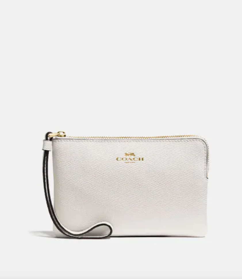 Load image into Gallery viewer, Coach Corner Zip Small Wristlet In Gold Chalk (Pre-Order)

